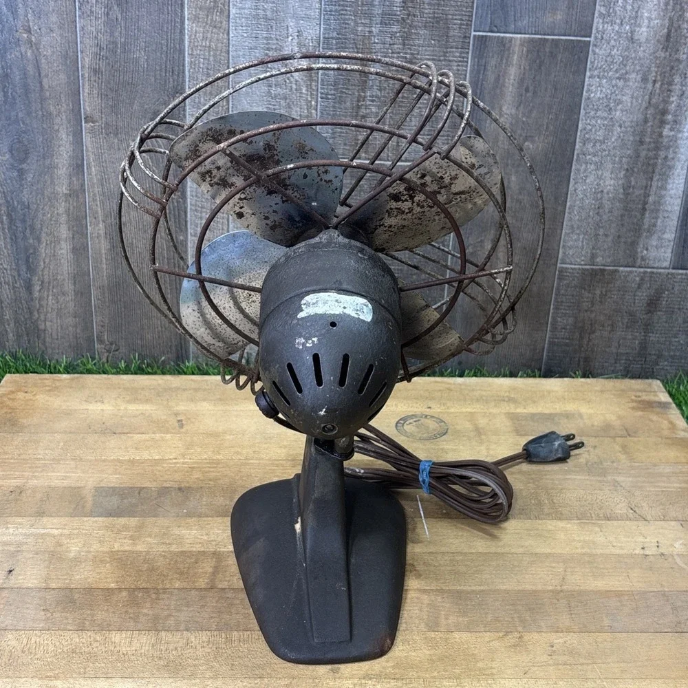 Vintage 1940s 4 Blade Metal Desk Fan Industrial Art Deco Parts Repair